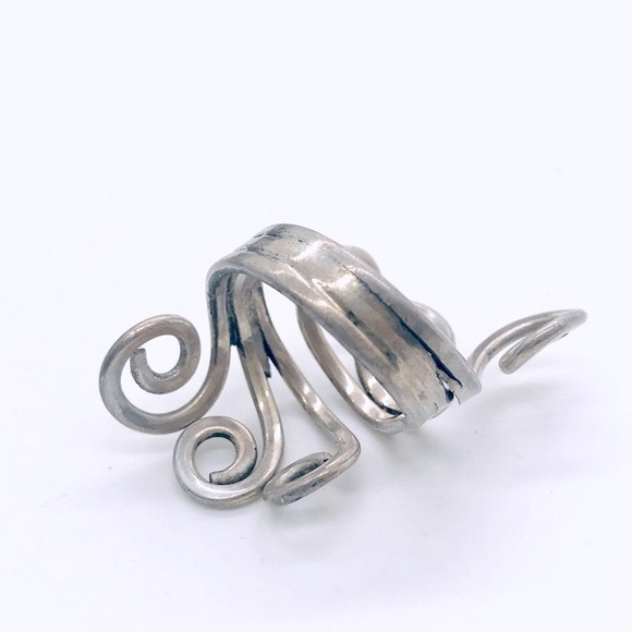 Vintage Silver Bypass 925 Scroll Ring - Picture 2 of 9